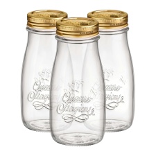 Bormioli Rocco Quattro Stagioni Glass Bottles with Screw Top Lid - 400ml - Pack of 3