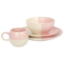 Nicola Spring 16pc Dipped Stoneware Dinner Set - Dusty Pink