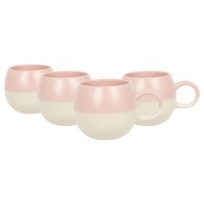 Nicola Spring Dipped Stoneware Sphere Mugs - 340ml - Dusty Pink - Pack of 4