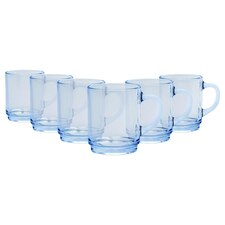 Duralex Versailles Glass Coffee Mugs - 260ml - Marine - Pack of 6