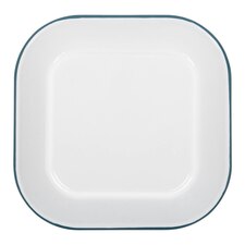 Argon Tableware White Square Enamel Baking Tray - 24.5cm x 24.5cm - Green