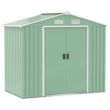 Outsunny 7 x 4ft Garden Shed with Foundation and Vents Light Green