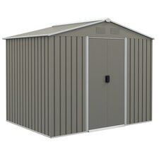 Outsunny 8 x 6ft Garden Storage Shed with Double Door Outdoor Light Grey