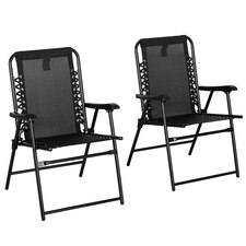 Outsunny 2Pcs Outdoor Patio Chairs, Portable Garden Loungers Black