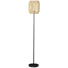 HOMCOM Farmhouse Floor Lamp for Living Room Bedroom with Rattan Wicker