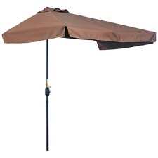 Outsunny 2.3m Half Round Parasol Garden Sun Umbrella with Crank Brown