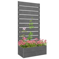 Outsunny Raised Garden Bed with Trellis and Drainage Hole, Planter Box