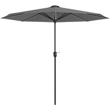 Outsunny Solar Patio Garden Parasol with Lights for Outdoor, Grey