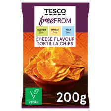 Tesco Free From Cheese Flavour Tortilla Chips 200G