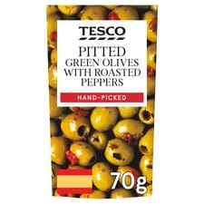 Tesco Pitted Green Olives With Red Peppers