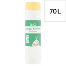 Tesco 20 Drawstring Clear Recycling Bin Bags X 70L