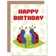 Wee Blue Coo Cute Ladybird Ladybugs Party Hats Kids Birthday Greeting Card