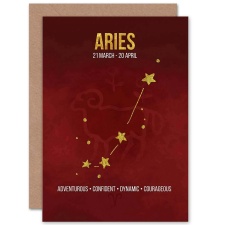 Wee Blue Coo Aries Star Sign Red Zodiac Constellation Birthday Greeting Card