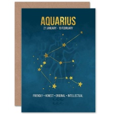 Wee Blue Coo Aquarius Star Sign Zodiac Astrology  Birthday Greeting Card