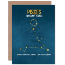 Wee Blue Coo Pisces Star Sign Zodiac Astrology Birthday Greeting Card