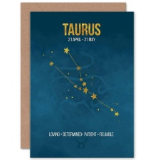 Wee Blue Coo Taurus Star Sign Astrology Zodiac Birthday Greeting Card