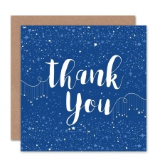 Wee Blue Coo Stars Pattern Typography Dark Thank You Card