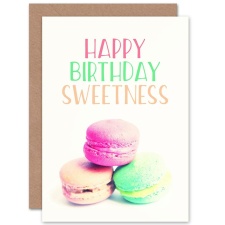 Wee Blue Coo Happy Birthday Sweetness Sweet Dessert Macaroons Greeting Card