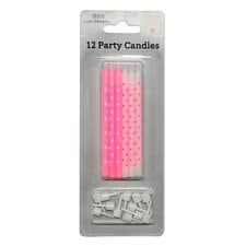 Tesco Patterned Candles Pink 12 Pack