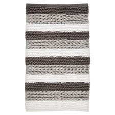 Tesco Chenille Stripe Bath Mat Grey