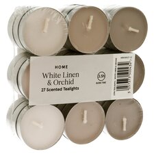 Tesco White Linen & Orchid 27Pk Tealights