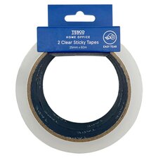 Tesco Clear Easy Tear Sticky Tape 25Mm X 60M 2 Pack