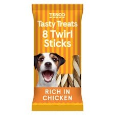 Tesco 8 Twirl Stick Dog Treats With Chicken 140G