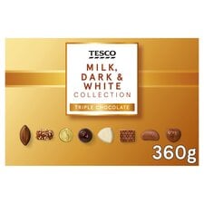 Tesco Collection Milk, Dark & White Chocolate 360G