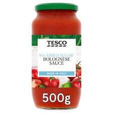 Tesco No Added Sugar Bolognese Pasta Sauce 500G