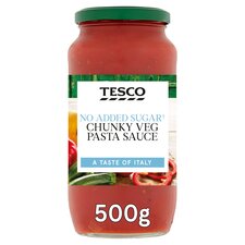 Tesco No Added Sugar Chunky Vegetable Pasta Sauce 500G