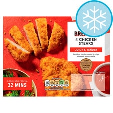 Tesco 4 Breaded Chicken Steaks 380G