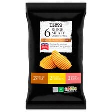 Tesco Ridge Cut Crisp Meaty Variety 6X30g