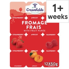 Creamfields Apricot Strawberry Raspberry Fromage Frais 12 X 50G