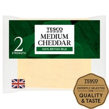 Tesco British Medium Cheddar Cheese 220G