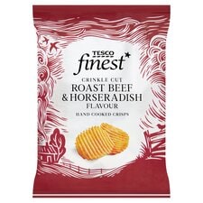 Tesco Finest Crinkle Cut Roast Beef Crisps 150G