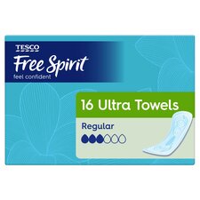 Tesco Free Spirit Ultra Regular Sanitary Towels 16 Pack