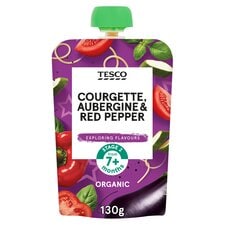 Tesco Courgette Aubergine & Red Pepper Pouch 130G