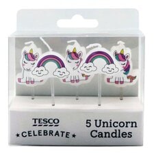 Tesco Unicorn Candles 5 Pack