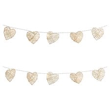 Tesco 10 Rattan Heart Solar String Lights