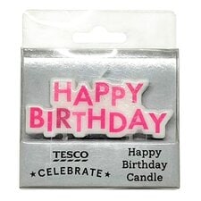 Tesco Happy Birthday Candle Pink