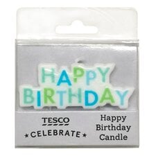 Tesco Happy Birthday Candle Blue