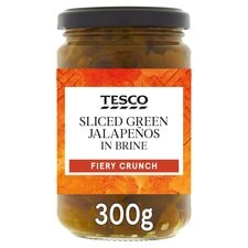 Tesco Sliced Green Jalapenos In Brine 300G