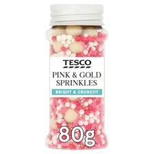 Tesco Pink And Gold Sprinkles 80G