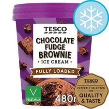 Tesco Chocolate Fudge Brownie Ice Cream 480Ml