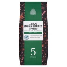 Tesco Italian Inspired Espresso Coffee Beans Medium - Strong 454G