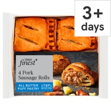 Tesco Finest 4 Pork Sausage Rolls 188G