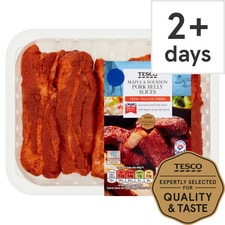 Tesco Maple & & Bourbon Pork Belly Slices 400G