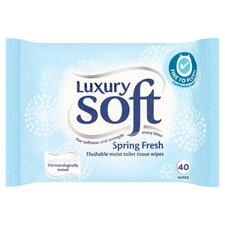 Tesco Luxury Soft Spring Fresh 40 Flushable Wipes