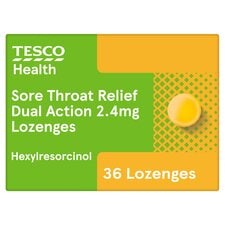 Tesco Health Dual Action Sore Throat Relief Lozenges - Honey Lemon 36s