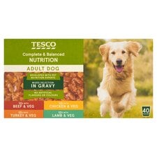 Tesco Adult Dog Mixed Selection in Gravy Pouches 40 x 100g